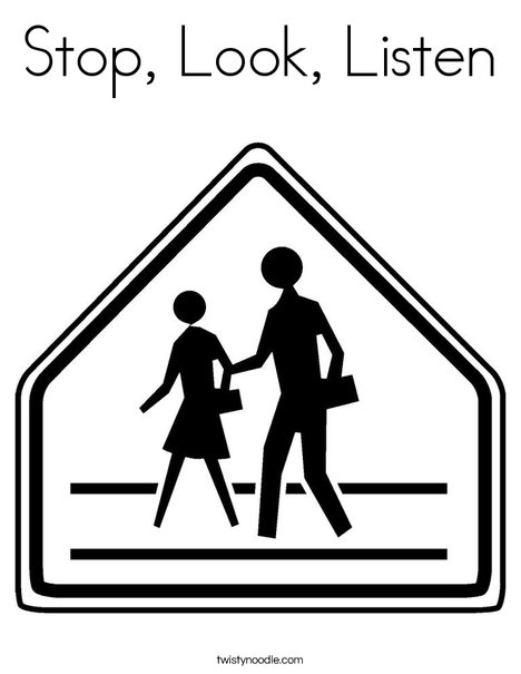 Stop look listen coloring page