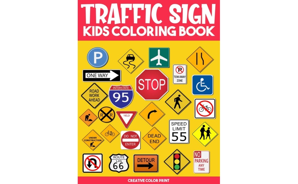 Traffic sign sign icon symbol coloring and activity books for kids ages