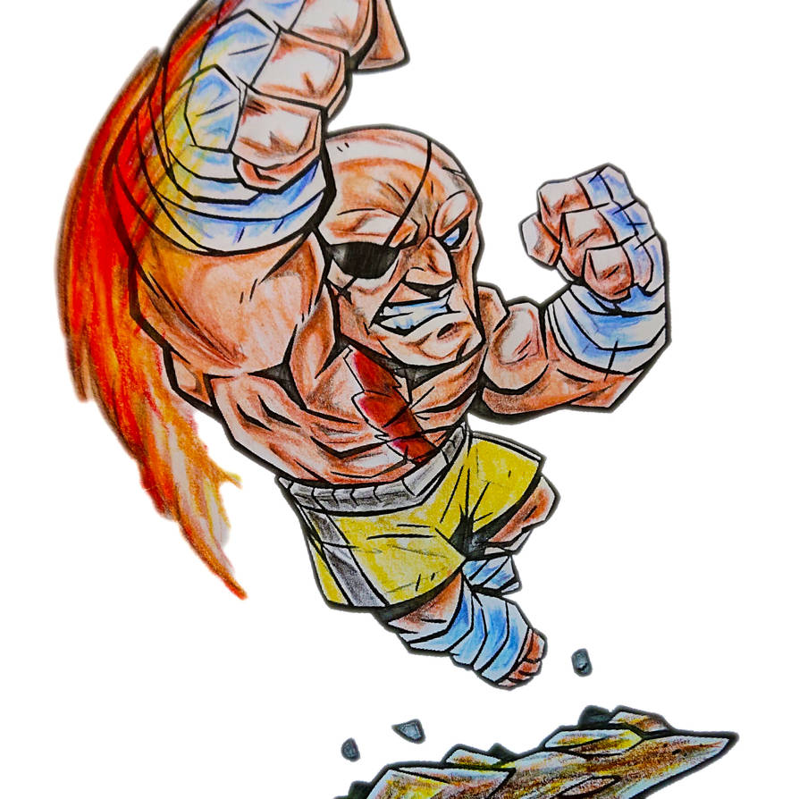 Sagat from a bootleg street fighter coloring book by aulbath on
