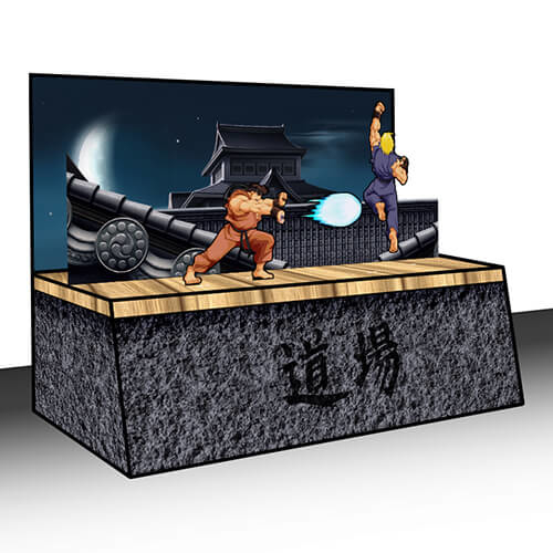 D stage for street fighter game paper toy free printable papercraft templates