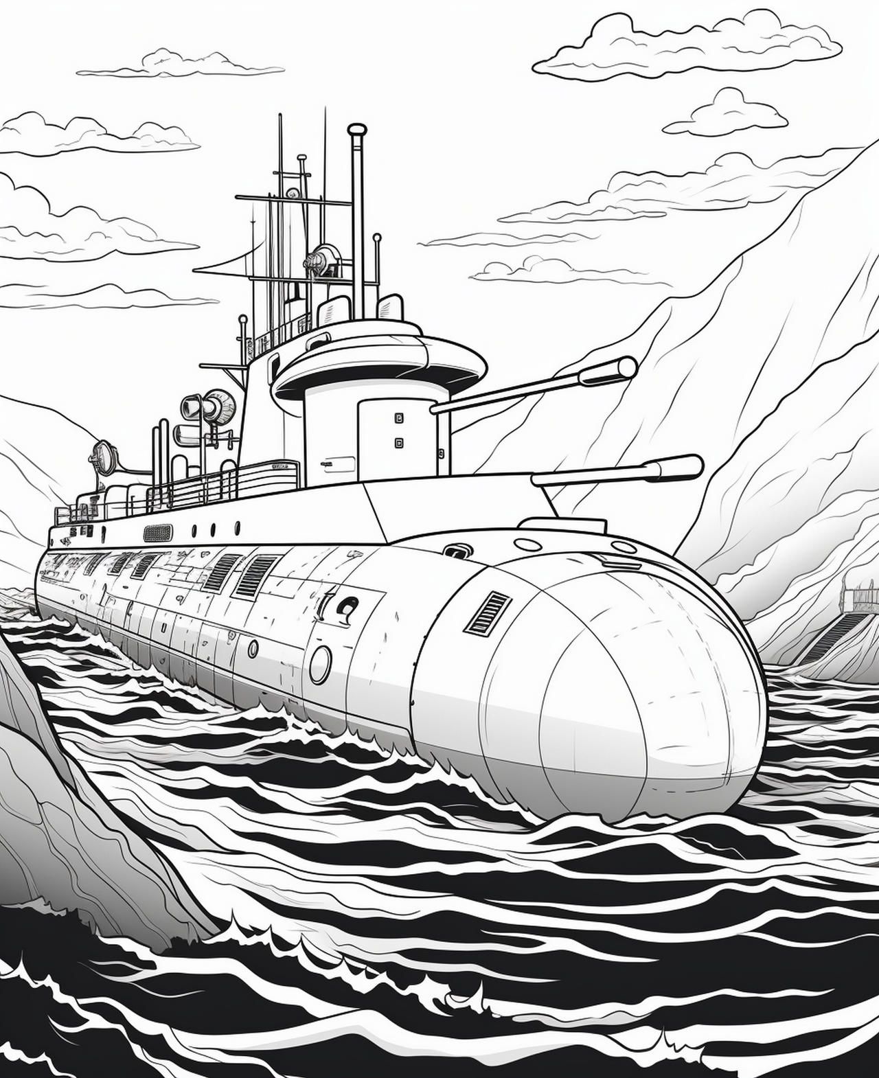 Submarines coloring pages in premium quality by coloringbooksart on