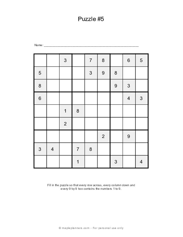 Sudoku puzzles for beginners