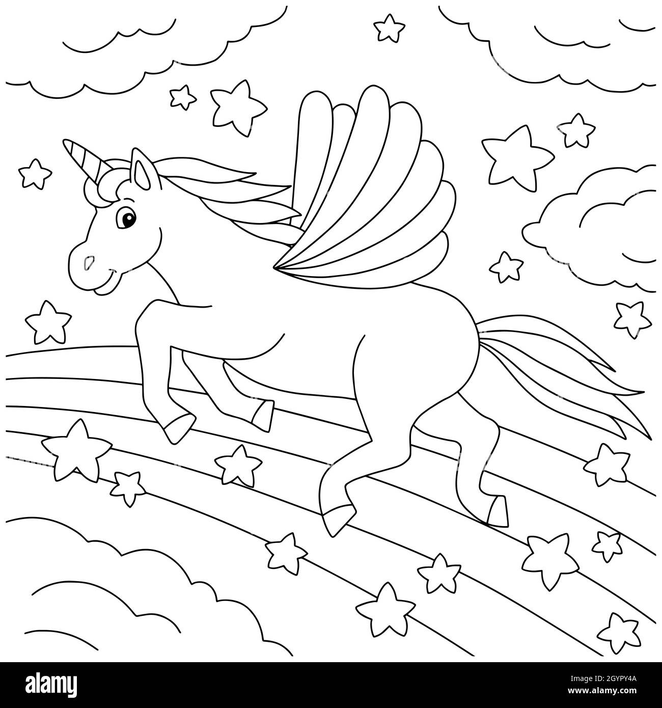 Coloring page unicorn hi
