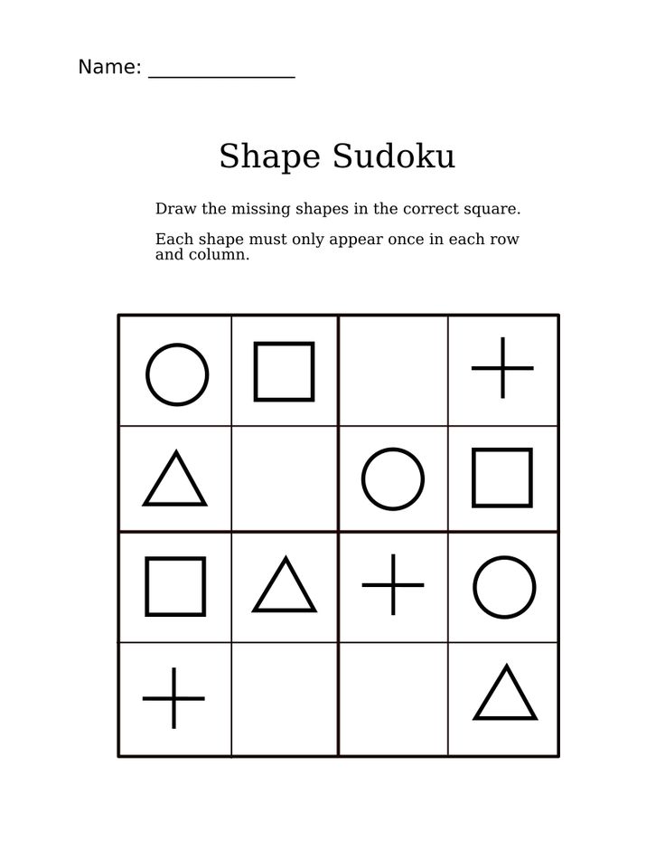 Easy shapes sudoku for kindergarteners shape worksheets for preschool worksheets for kids kindergarten reading worksheets