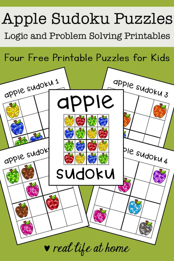 Sudoku for kids free apple sudoku printable puzzle set