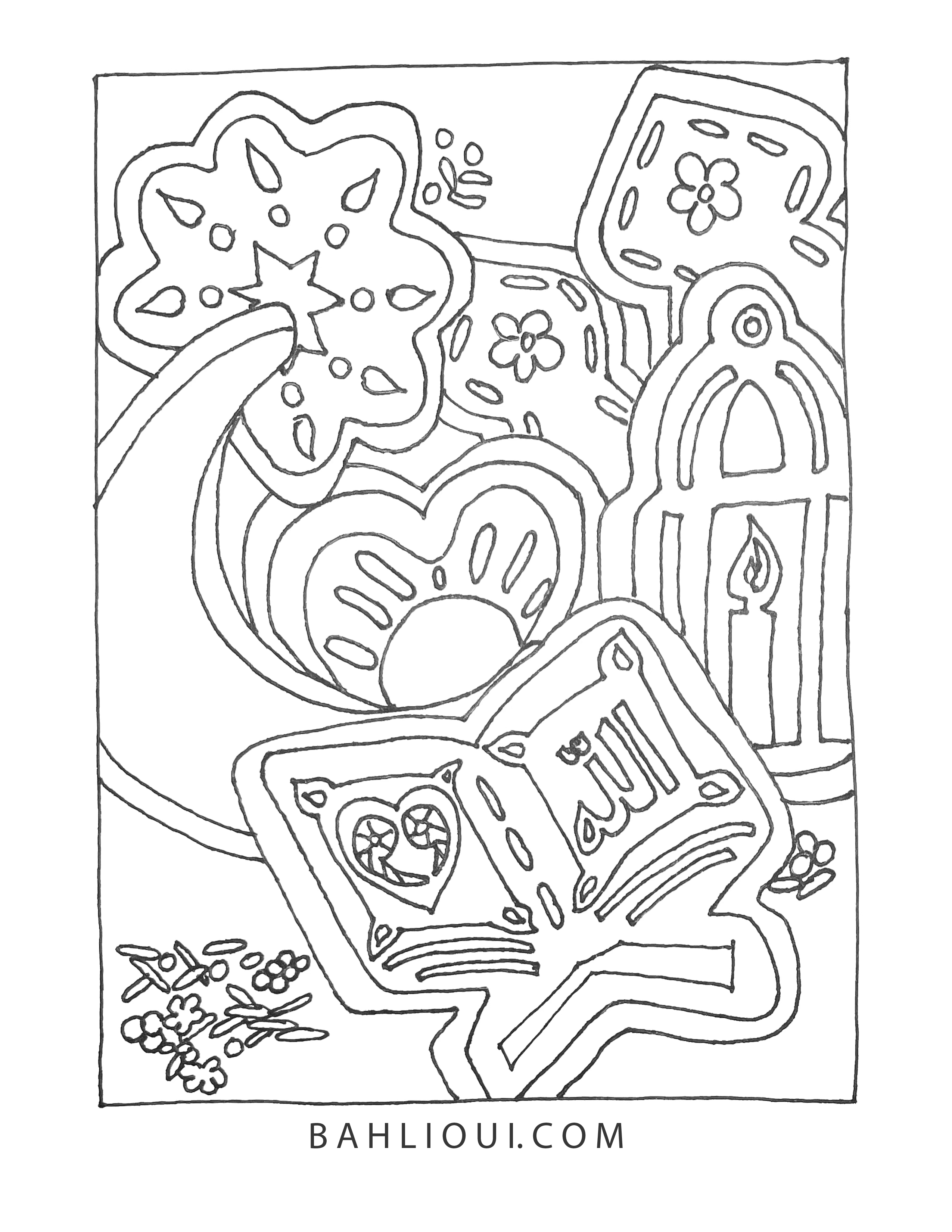B a hlioui art coloring pages