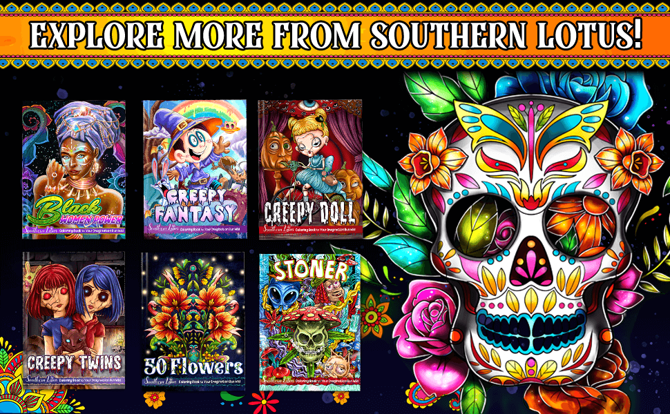 Sugar skull coloring book a collection of beautiful skulls illustrations for stress relief and relaxation mandala and flower patterns coloring pages for adults seniors colorists lotus southern books