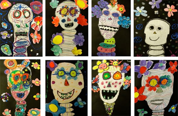 Sugar skulls art lesson deep space sparkle