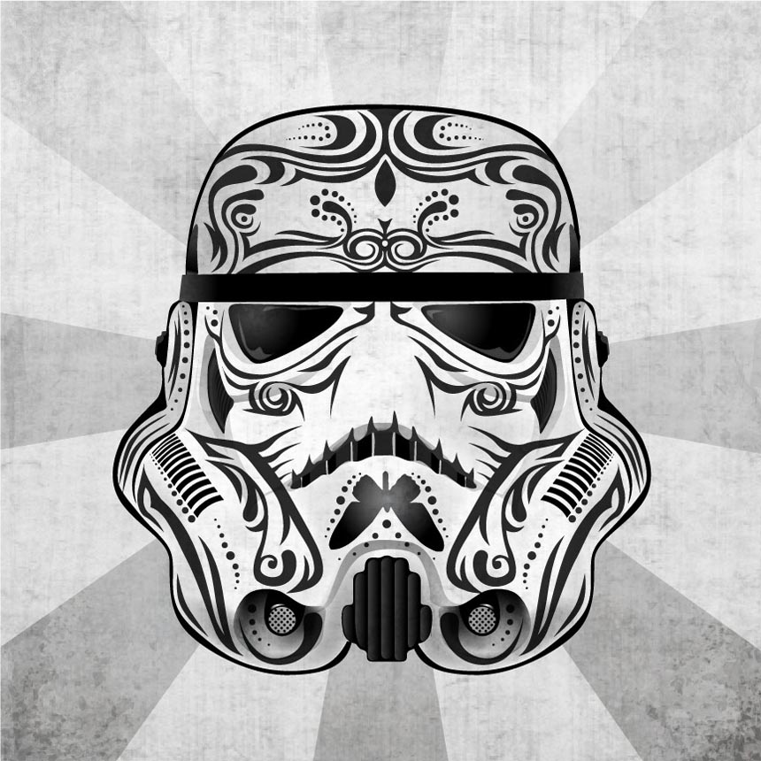 Mexican traditional skull styled star wars prints