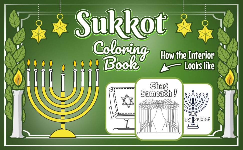 Sukkot coloring book for kids fun coloring pages for kids to celebrate the feast of tabernacles with religious symbols lulav torah sukkah etrog sukkot simchat torah gift for toddlers hamilton