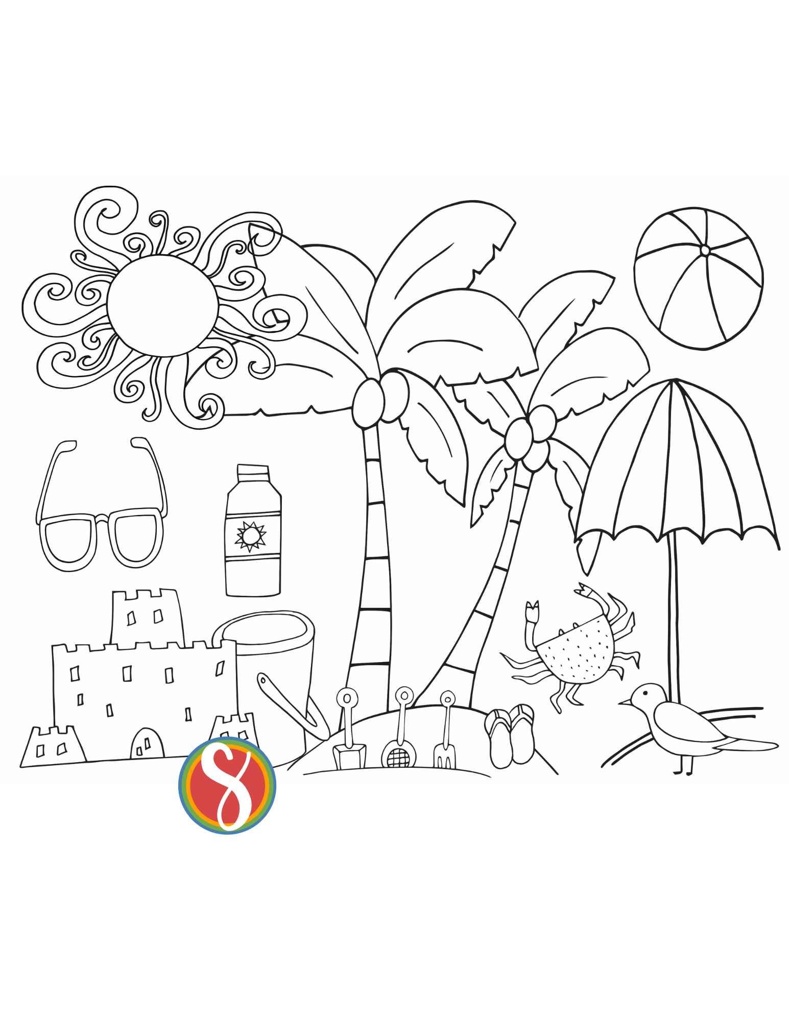 Free beach coloring pages â stevie doodles