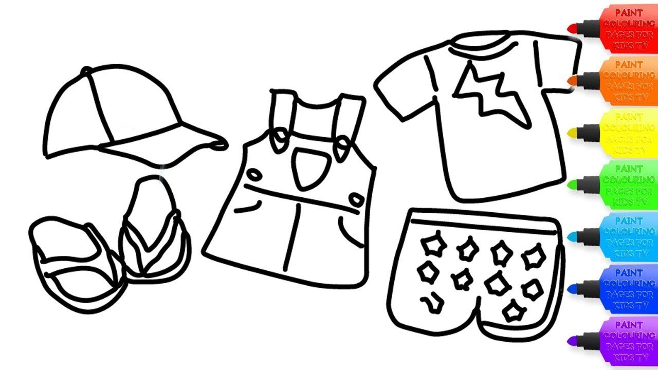 How to draw summer clothes coloring page for kids i learn coloring book with summer clothes