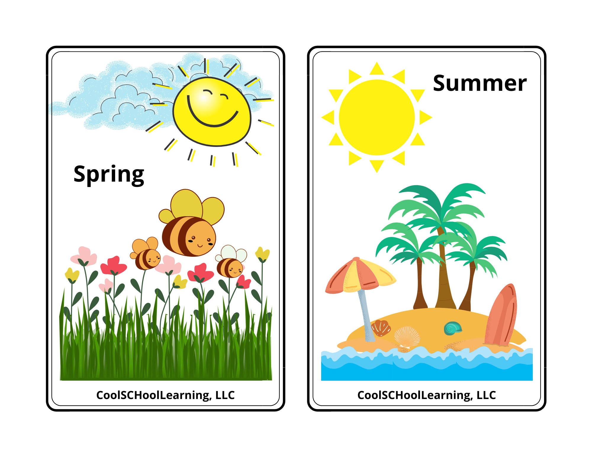Four seasons prints seasons of the year flash cards for kids learning flash cards educational printable for kids