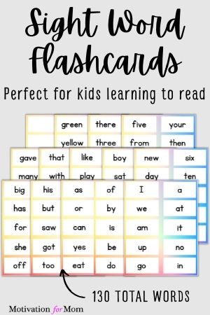 Printable sight word flashcards for kids ages