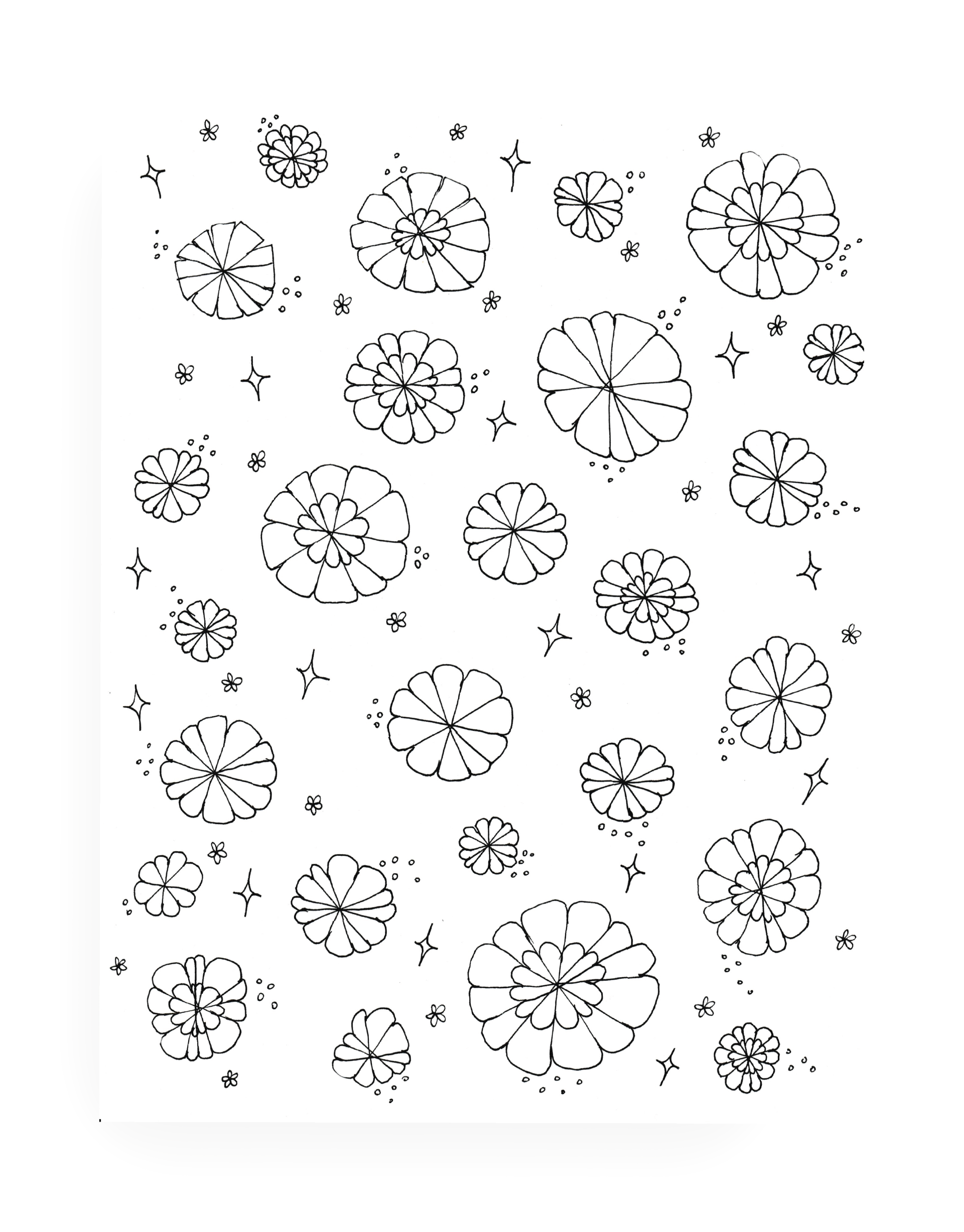 Page summer flower coloring set â teal notes
