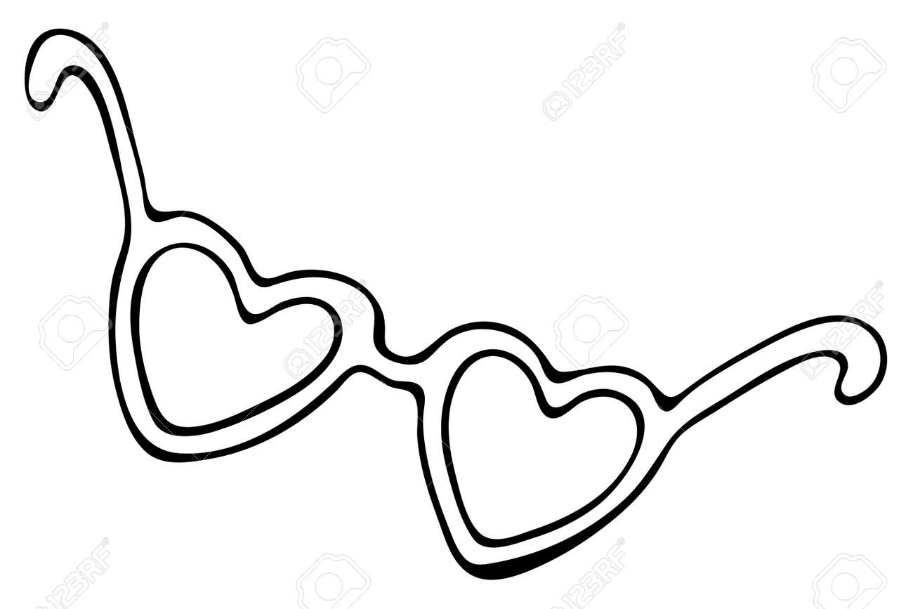 Summer heart shaped sun glasses vector doodle element coloring book black and white royalty free svg cliparts vectors and stock illustration image