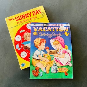 Vintage unused coloring and activity book rainy day fun merrill pany puzzles games cut outs