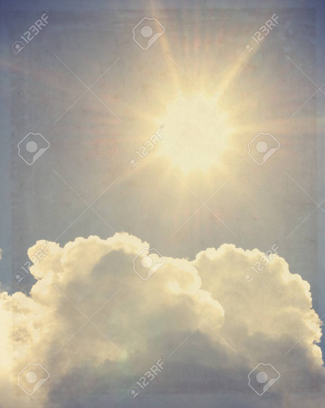 Sky in sunny day with white clouds vintage color tone stock photo picture and royalty free image image