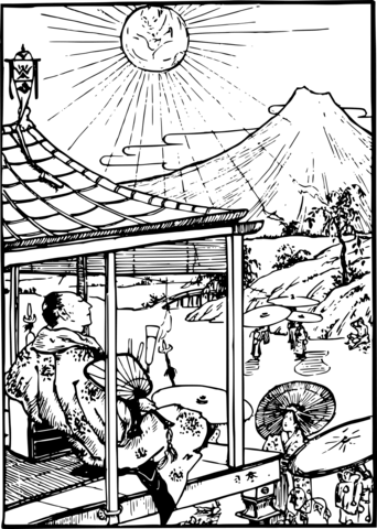 Vintage sunny day in japan coloring page free printable coloring pages
