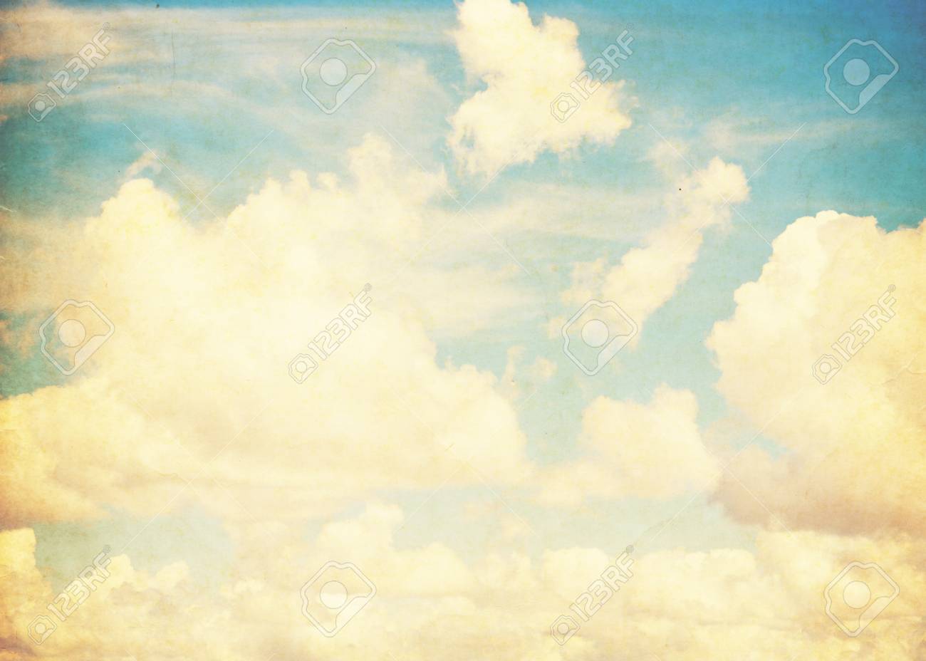 Sky in sunny day with white clouds vintage color toned stock photo picture and royalty free image image
