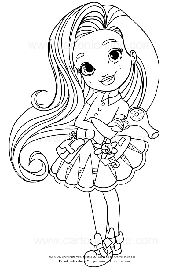Drawing of sunny from sunny day coloring page