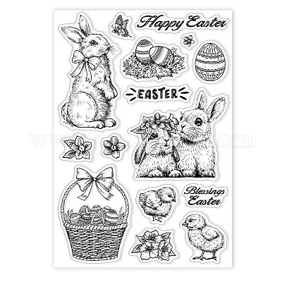 Shop globleland vintage happy easter day clear stamps easter bunny silicone stamps easter egg chick rubber transparent rubber seal stamps for card making diy scrapbooking photo album decoration for jewelry making