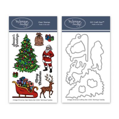 Vintage christmas clear stamps with matching dies technique tuesday