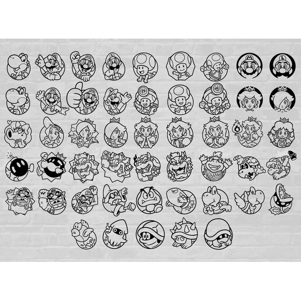 Super mario svg luigi cricut yoshi svg princess peach svg