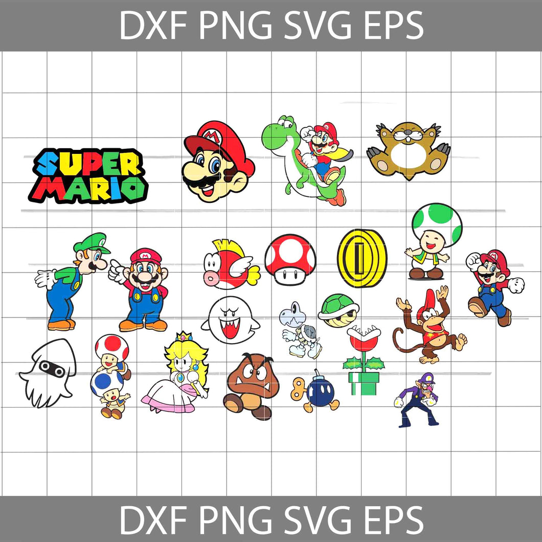 Super mario svg super mario bros svg mario svg game svg cricut file clipart bundle svg png eps dxf