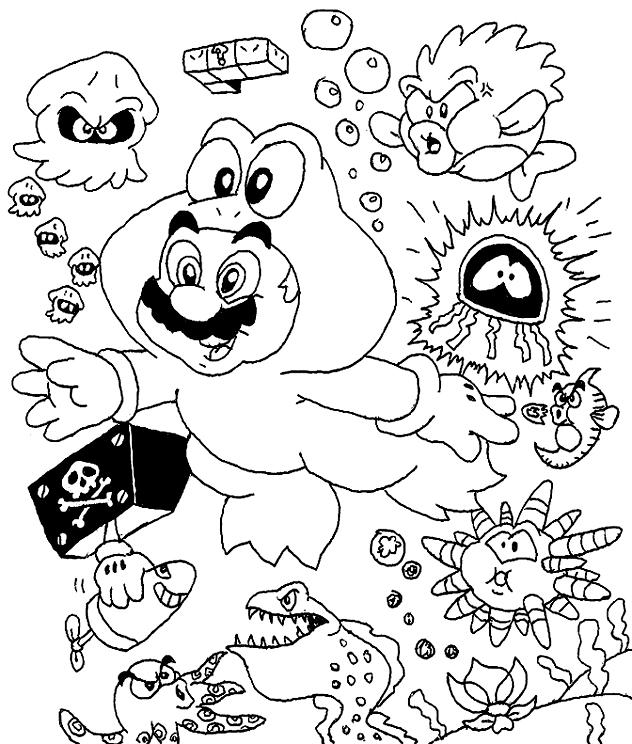 Frog suit mario with enemies by beau