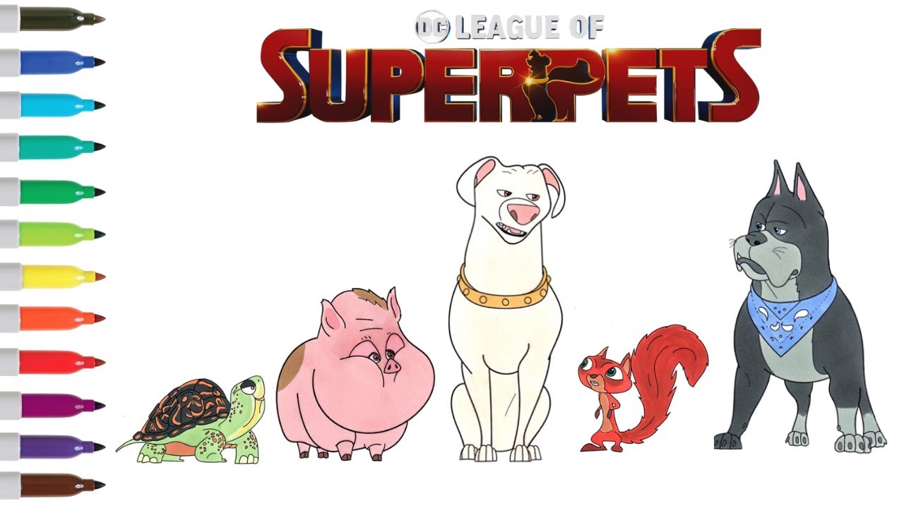 Dc league of super pets coloring copilation krypto ace pb erton chip dc coloring book