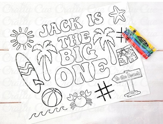 Surf birthday coloring page the big one coloring page st birthday coloring page surf birthday party favors surfs up surfer catch a wave