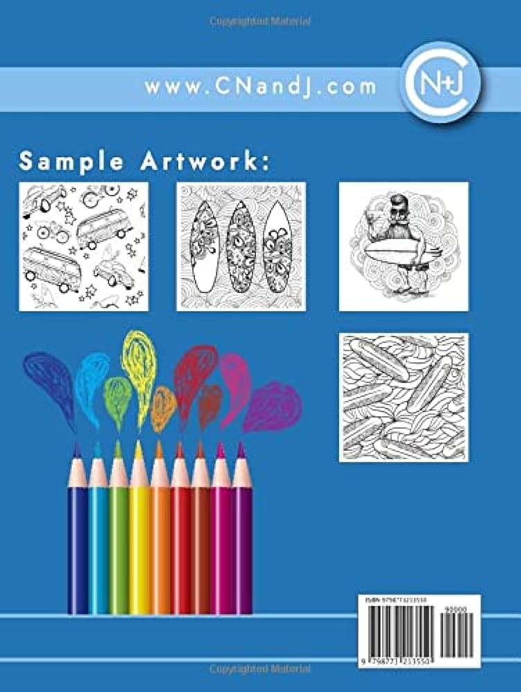 Surfs up dude the adult coloring book featuring relaxation meditation designs for surfers coloring books for men with surf ocean and beach themed coloring pages by pewter penelope