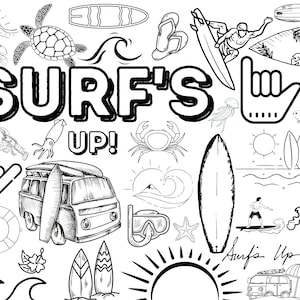 Huge surfs up coloring poster for kids adults great for family time girls boys arts and crafts senior care facilities schools