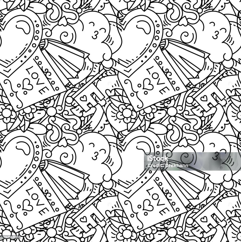 Graffiti seamless pattern with love style doodles vector background with childish swag and crazy elements stock illustration