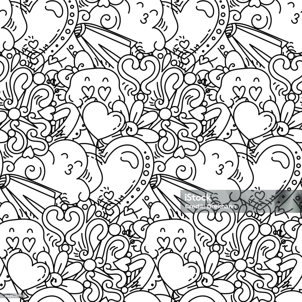 Graffiti seamless pattern with love style doodles vector background with childish swag and crazy elements stock illustration