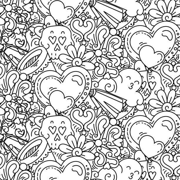Graffiti seamless pattern with love style doodles vector background with childish swag and crazy elements stock illustration