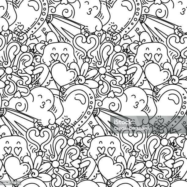 Graffiti seamless pattern with love style doodles vector background with childish swag and crazy elements stock illustration