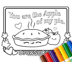 Thanksgiving apple pie coloring page â draw so cute
