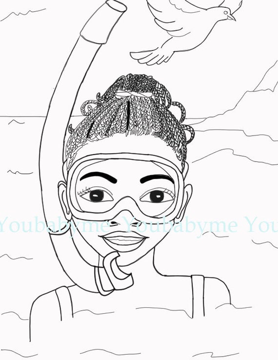Black girls swim coloring page black girl coloring page girl coloring page african american coloring sheet