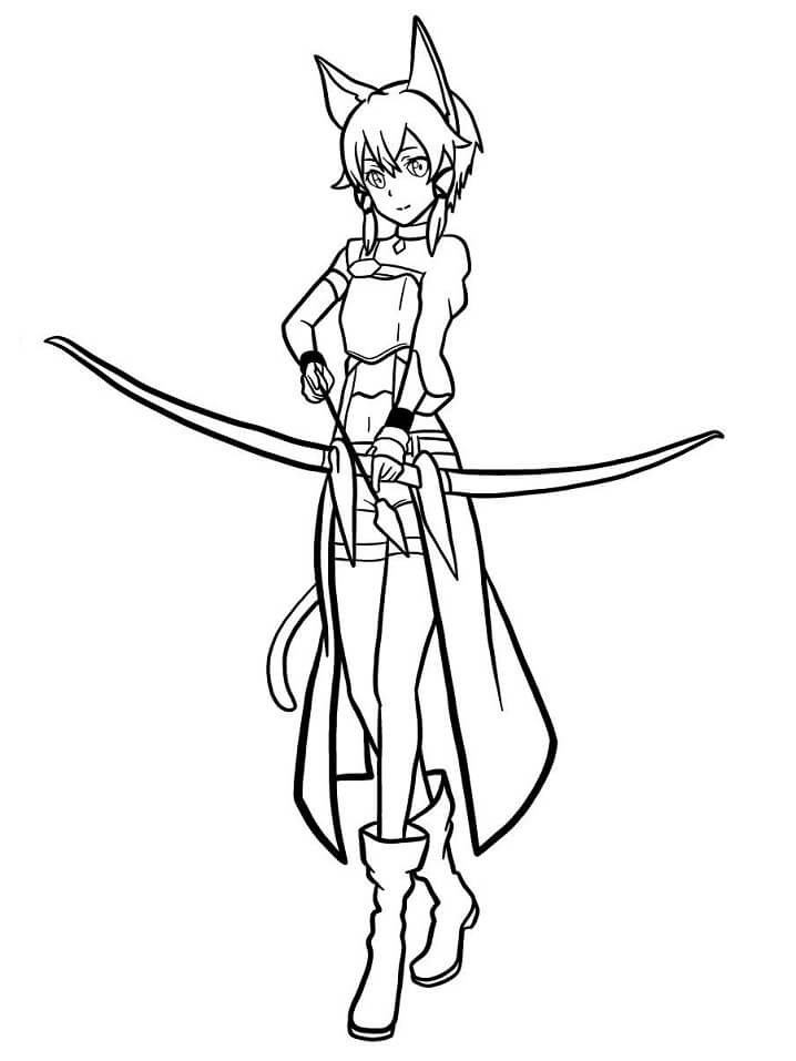Sinon sword art coloring page