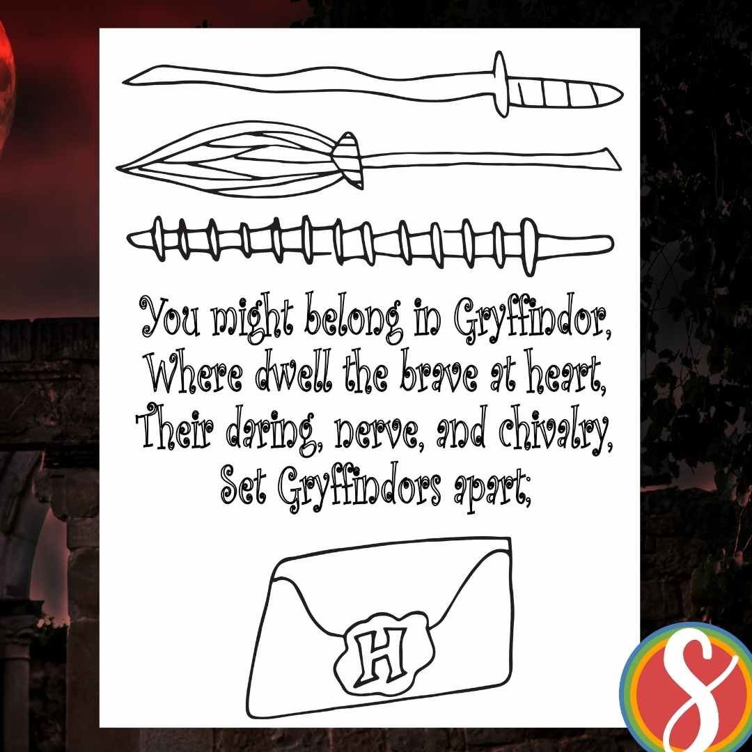 Free gryffindor coloring pages â stevie doodles