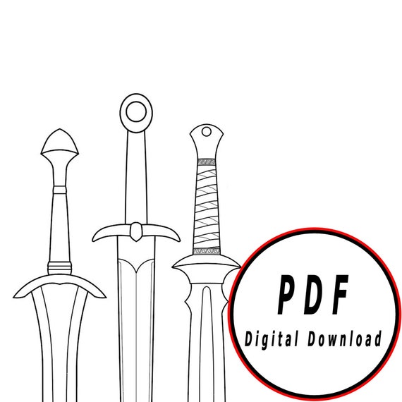 Barrow blades fellowship swords template pattern blueprint diy pdf digital donwload vector printable cosplay costume larp pdf