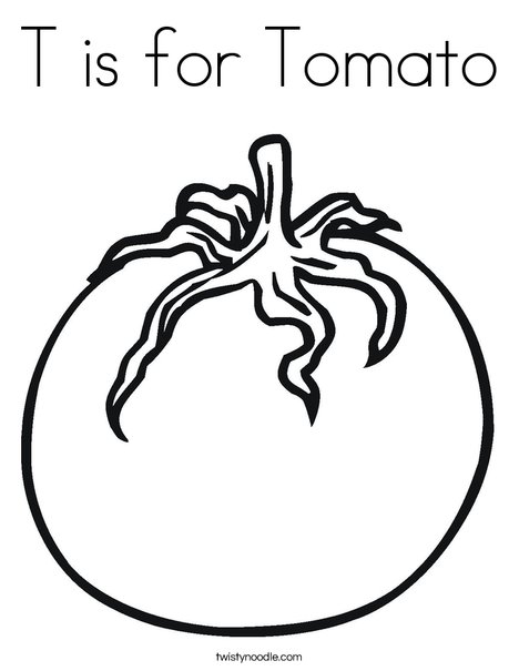 T is for tomato coloring page