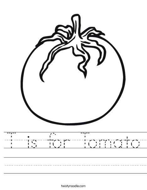 T is for tomato worksheet