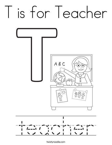 T is for teacher coloring page