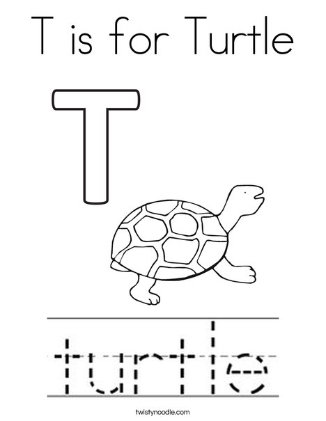 T is for turtle coloring page