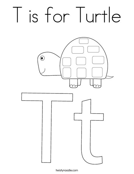T is for turtle coloring page