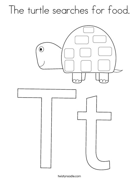 The turtle searches for food coloring page