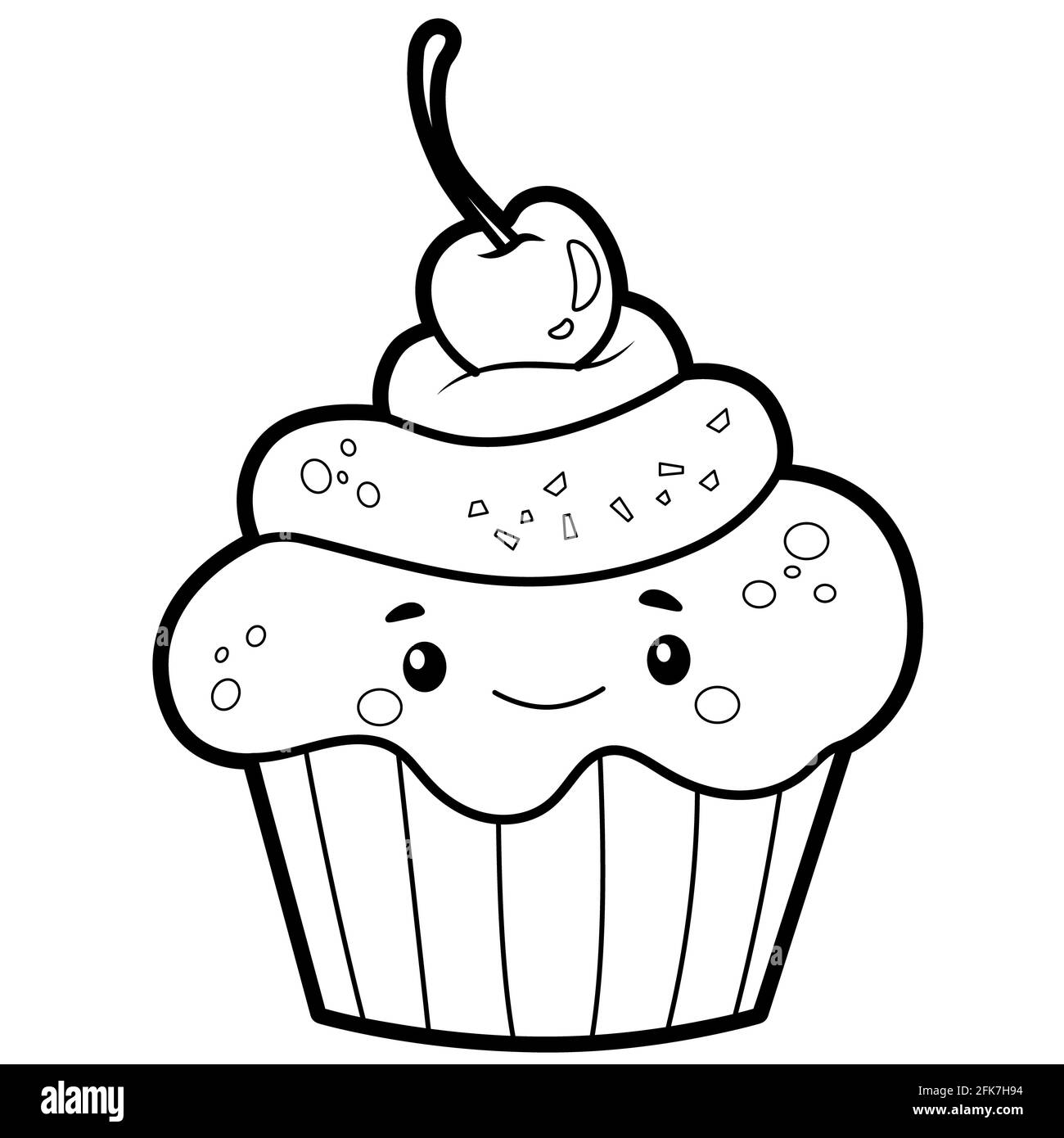 Coloring book or page for kids cake black and white illustration stock photo